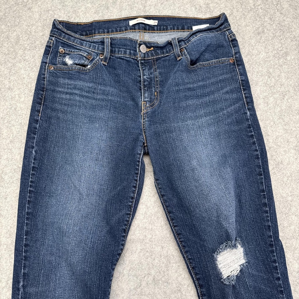 Levi's Boyfriend Jeans Womens 29 Blue Mid Rise Distressed Stretch Denim S40115